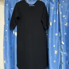 リブ編み ブラック ワンピース M