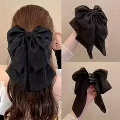 ブラックリボンヘアアクセサリー