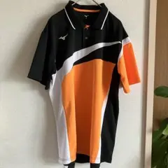MIZUNO バドミントンウェア ポロシャツ ブラック オレンジ XLのサムネイル
