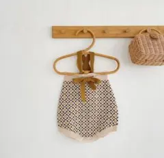 海外子供服　ロンパース サロペット　フラワーニットパンツ