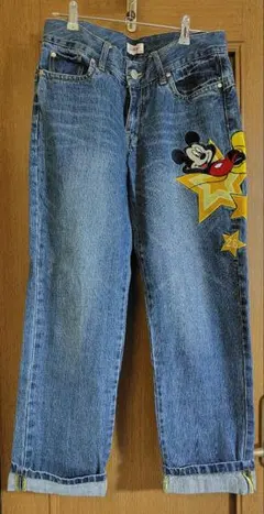 Disney【ディズニー】ミッキー刺繍　デニムパンツ　ジーンズ　綿100%のサムネイル