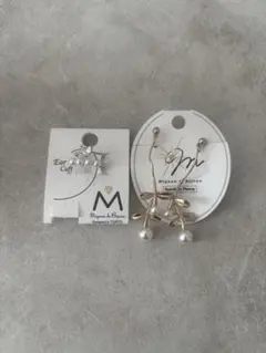 イヤリング イヤーカフ セット ゴールド シールバー パール 3coins