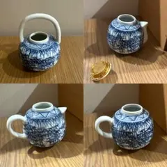4個セット 新品 紺撫子柄 4号土瓶 (茶こし網付き) 有田焼 急須