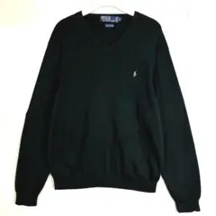 ラルフローレンPOLORalphLaurenコットンニットVネックセーター刺繍