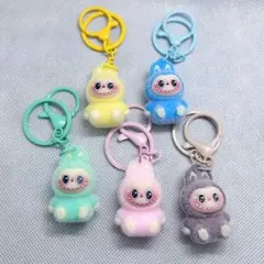 ラブブキーホルダーキーリングキャラクターグッズぬいぐるみマスコット五色セット
