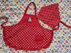 ミニーマウス エプロン　バンダナ　セット　110