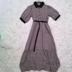 レディースワンピース　総柄ロングワンピース　Ｍサイズ　ベルト付き