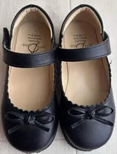 16cm黒いリボン付き　フォーマルシューズ