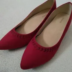 BENEBIS レッド ポインテッドトゥ パンプス