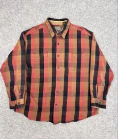 80sヴィンテージ セントジョンズベイ　チェックネルシャツ　XXL　赤　黒のサムネイル