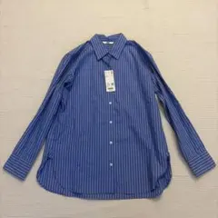 新品未使用　UNIQLO コットンシャツ ストライプ ブルー S