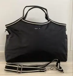 アニエスベー　黒 ナイロン ボストンバッグ