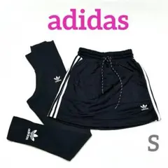 【美品】アディダス　スポーツ　セット　スカート　スパッツ　ブラック　ロゴ