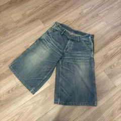 レディース デニム ハーフパンツ y2kワイドレッグデニム ライトブルー