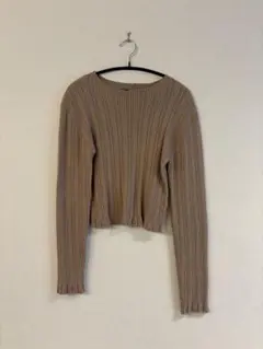 Kastaneリブ編み ベージュ クロップドセーター F