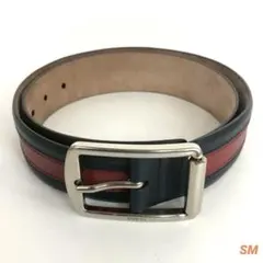 Gucci グッチ ベルト シェリーライン ネイビー レッド シルバー バックル