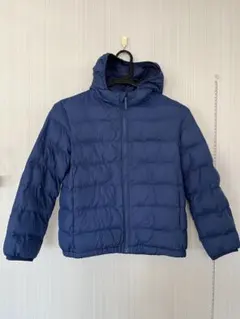 K*様 値下げ UNIQLO ネイビー フード付きダウンコート 130cm