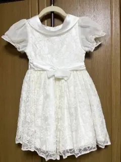 【子ども用】ホワイトレースドレス 襟付き 110㎝