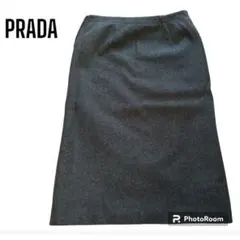 美品　PRADA プラダWOOL100%　防寒裏地付きタイトスカート　グレーのサムネイル