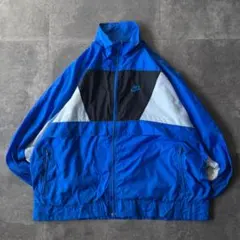 00s NIKE ナイロンジャケット 刺繍ロゴ 青 3XL A749 ビッグ