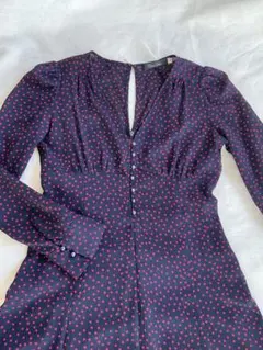 COCODEAL ネイビードット柄・長袖ロングワンピース 中古品