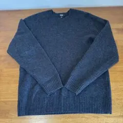 UNIQLO ラムクルーネックセーター　グレー ブラック ユニクロ　Sサイズ