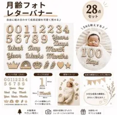 月齢フォト レターバナー 木製 28点セット ニューボーンフォト 成長記録