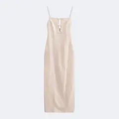 【新品】ZARA(ザラ) リボン ストレッチコットンリネン 裏地付きワンピース