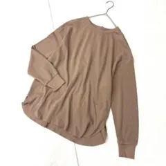 ローリーズファーム（F）ワッフル プルオーバー カットソー モカ 背中ボタン