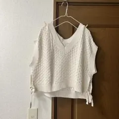 studio CLIP サイドリボンVネックニットベスト