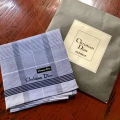 Christian Dior ディオールブランドハンカチ 青系チェック柄メンズ