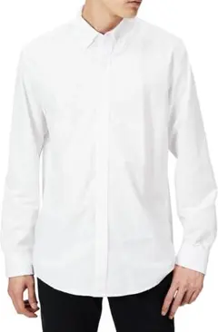 メンズ シンプル シャツ コットン Mサイズ 白 カジュアル ビジネス