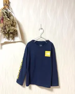 新品 ノースフェイス ネイビー 長袖カットソー ロンT 130 キッズ UV