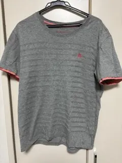 バーバリー　ブラックレーベル　グレー ストライプ Tシャツ ピンク袖