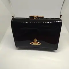 107黒エメナルヴィヴィアンウエストウッド折り財布財布がま口 アウトレット品