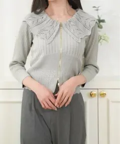 lerevevaniller スカラップ襟 Wジップ ニット トップスのサムネイル