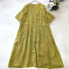 nest Robe リネン100% 2wayギャザーシャツロングワンピース