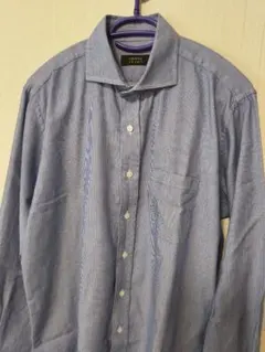 188.CHRISTIAN ORANI メンズ長袖シャツ ブルー ドット柄風