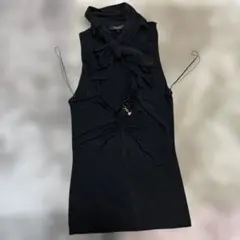 GUCCI グッチ リボン ブラウス 黒 ゴールド金具 半袖 トップス M | Mercari