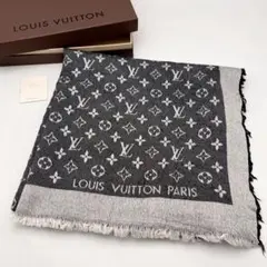 ルイヴィトン モノグラム　総柄　ショール　 大判ストール　マフラー　LV グレー