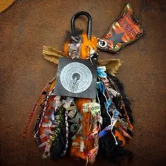 カラビナ付★タッセルキーホルダー vintage レザー 本革 ラゲッジタグ