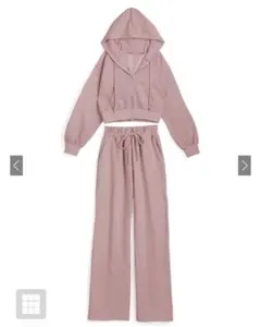 GRL ジップパーカー×キャミ×ワイドパンツ裏起毛セットアップ 【pm229】