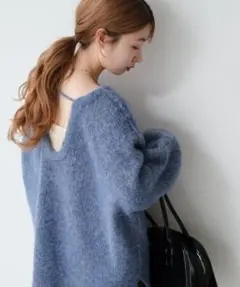 Kastane メランジVあきニットプルオーバー