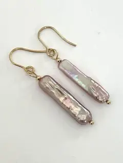 淡水パール ピンク ピアス　スティック型