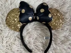 ミニーカチューシャ スパンコール ゴールドxブラック