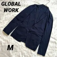 【グローバルワーク】 テーラードジャケット 綿混 カジュアル 通勤 通学 紺色