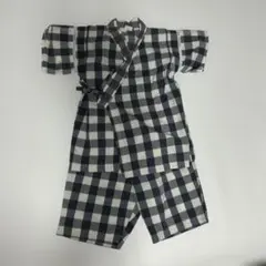 チェック柄　黒白　浴衣 じんべい 甚平 110 おしゃれ シンプル