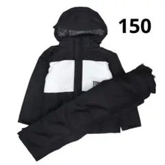 スキーウェア ジュニア 男の子 サイズ調整可能 上下セット ブラック 150