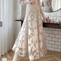 オーガンジーオパール花柄フレアスカート　tu523　GRL　グレイル