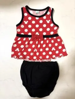 【美品】Disney ミニーマウス ドット柄 ワンピース ブルマ　セット　80のサムネイル